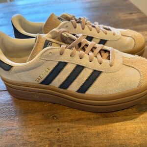 Adidas Gazelle Beige and Navy Sneakers